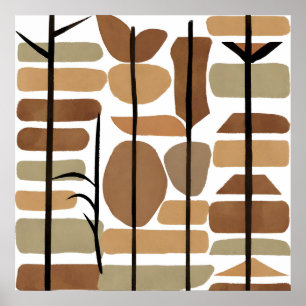 Boho Rock Polygoonblad Botanische kunststijl Moder Poster