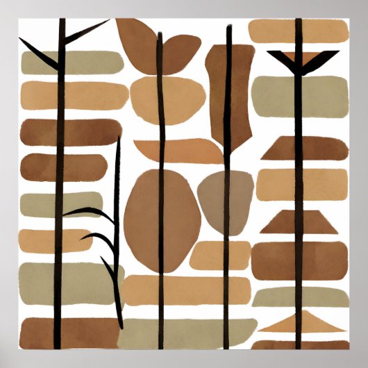 Boho Rock Polygoonblad Botanische kunststijl Moder Poster (Voorkant)