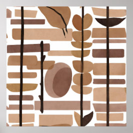 Boho Rock Polygoonblad Botanische kunststijl Moder Poster