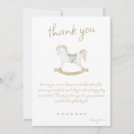 Boho Rocking Horse Cowboy Baby shower Bedankkaart (Voorkant)
