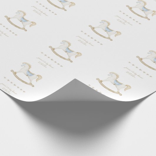 Boho  Rocking Horse Cowboy Baby shower Cadeaupapier (Hoek)