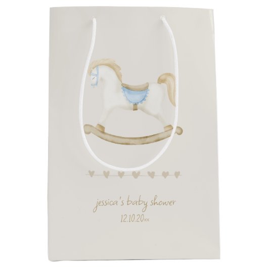 Boho Rocking Horse Cowboy Baby shower Medium Cadeauzakje (Voorkant)