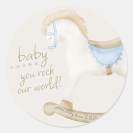 Boho  Rocking Horse Cowboy Baby shower Ronde Sticker