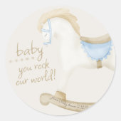 Boho Rocking Horse Cowboy Baby shower Ronde Sticker (Voorkant)