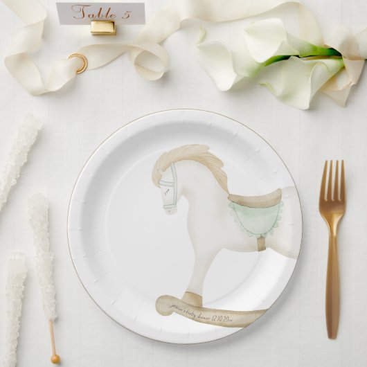 Boho  Rocking Horse Cowboy Baby shower Sage Papieren Bordje (Huwelijk)