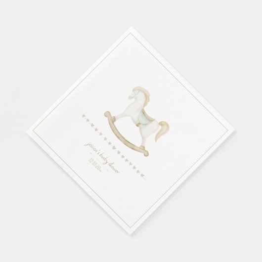 Boho Rocking Horse Cowboy Baby shower Sage Servet (Hoek)