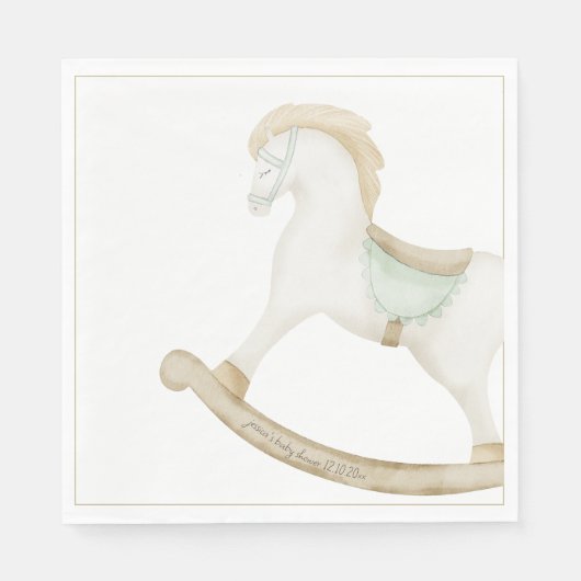 Boho Rocking Horse Cowboy Baby shower Sage Servet (Voorkant)