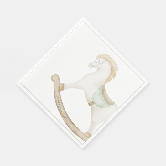 Boho Rocking Horse Cowboy Baby shower Sage Servet (Hoek)