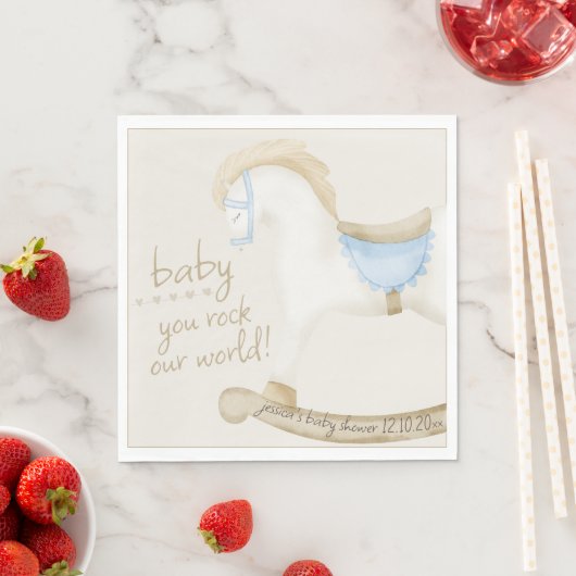 Boho Rocking Horse Cowboy Baby shower Servet (Insitu)
