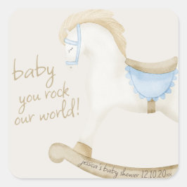 Boho  Rocking Horse Cowboy Baby shower Vierkante Sticker