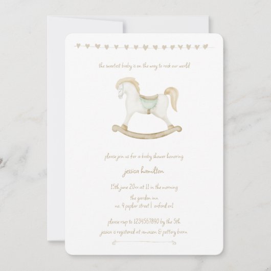 Boho  Rocking Horse Cowboy Sage Baby shower Kaart (Voorkant)