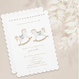 Boho  Rocking Horse Cowboy Twin Baby shower Kaart