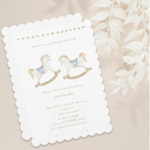 Boho  Rocking Horse Cowboy Twin Baby shower Kaart