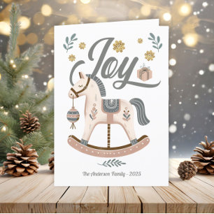  Boho Rocking Horse Earth Tones Joy Feestdagen Kaart