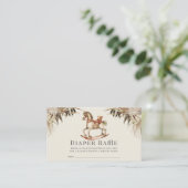 Boho Rocking Paard Luier Raffle Ticket Informatiekaartje (Staand voorkant)