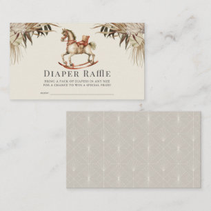 Boho Rocking Paard Luier Raffle Ticket Informatiekaartje