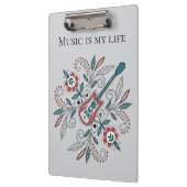 Boho Rock'n'Roll gitaar met bloemen Klembord (Links)