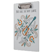 Boho Rock'n'Roll gitaar met bloemen Klembord (Links)