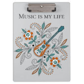 Boho Rock'n'Roll gitaar met bloemen Klembord (Voorkant)