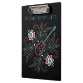 Boho Rock'n'Roll gitaar met bloemen Klembord (Links)