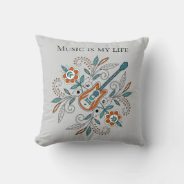Boho Rock'n'Roll gitaar met bloemen Kussen