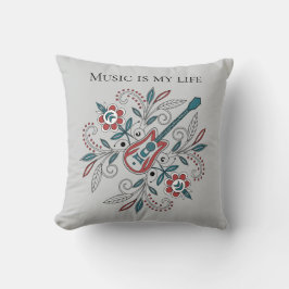 Boho Rock'n'Roll gitaar met bloemen Kussen