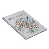 Boho Rock'n'Roll gitaar met bloemen Notitieboek (Rechterzijde)