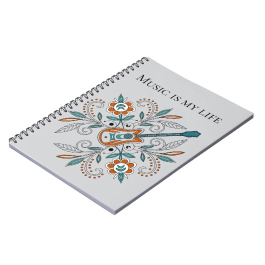 Boho Rock'n'Roll gitaar met bloemen Notitieboek (Linkerzijde)