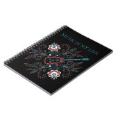 Boho Rock'n'Roll gitaar met bloemen Notitieboek (Linkerzijde)
