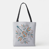 Boho Rock'n'Roll gitaar met bloemen Tote Bag (Achterkant)