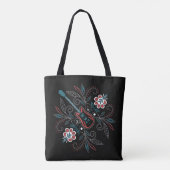 Boho Rock'n'Roll gitaar met bloemen Tote Bag (Achterkant)