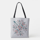 Boho Rock'n'Roll gitaar met bloemen Tote Bag (Achterkant)