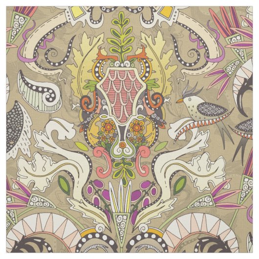 Boho rococo bamboe stof (Swatch)