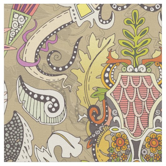 Boho rococo bamboe stof (Close Up)