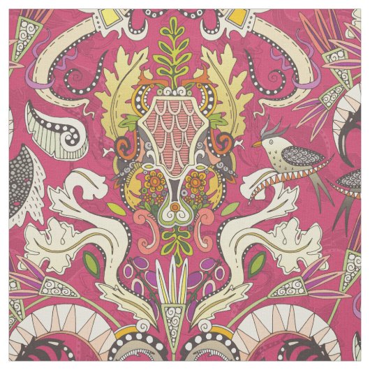 boho rococo roze stof (Swatch)
