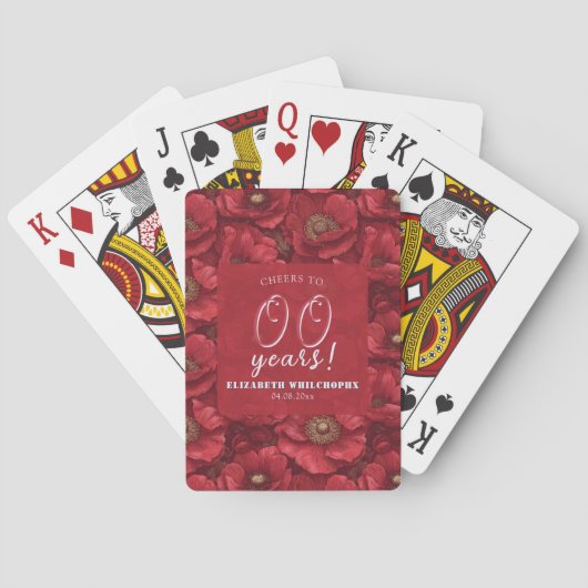 Boho Rode Anemonen Geïnspireerde Verjaardagsvierin Pokerkaarten (Achterkant)