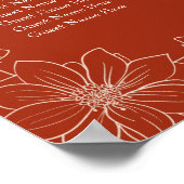 Boho rode bloemen Chinese bruiloft zitkaart Poster (Hoek)