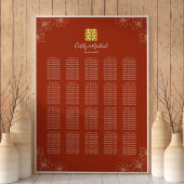 Boho rode bloemen Chinese bruiloft zitkaart Poster