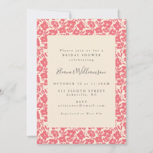  Boho Rode Bloemen Elegant Vrijgezellenfeest Kaart (Voorkant)