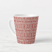 Boho Rode Bloemendamask Naadloos Patroonontwerp Latte Mok (Linkerhoek)