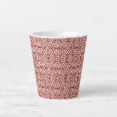 Boho Rode Bloemendamask Naadloos Patroonontwerp Latte Mok (Voorkant)