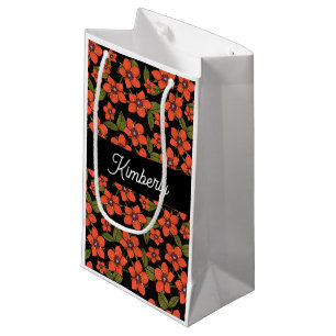 Boho rode bloemige cadeautas met monogram