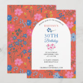 Boho Rode Bloemstuk Wilde Bloemen 30e 40e Verjaard Kaart (Voorkant / Achterkant)