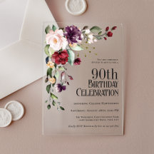 Boho Rode Blush Roze en Paarse 90ste Verjaardag