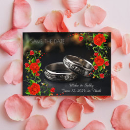 Boho Rode Decoratieve Bloemen Bruiloft Save The Date