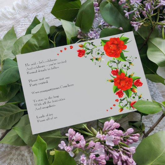 Boho rode decoratieve bloemen bruiloft save the date
