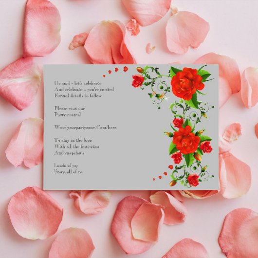 Boho rode decoratieve bloemen bruiloft save the date