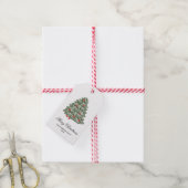 Boho rode en groene Waterverf Kerstboom Cadeaulabel (Met Touw)