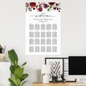 Boho rode en paarse bloem bruiloft zitplaatsenkaar poster (Thuiskantoor)