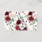 Boho rode en paarse waterverf bloemenguirlande plaatskaartje (Achterkant)